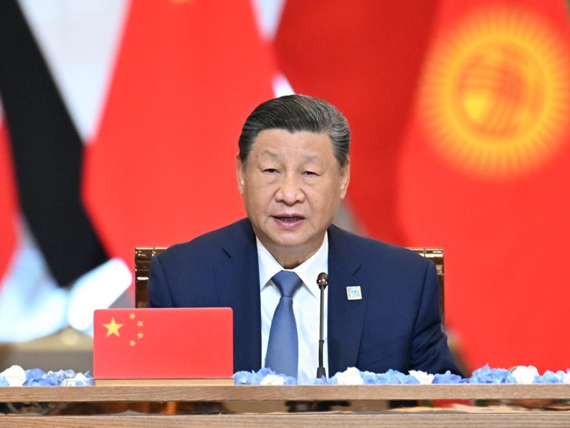 Rais Xi Jinping wa China akihudhuria Mkutano wa 24 wa Baraza la Wakuu wa Nchi Wanachama wa Jumuiya ya Ushirikiano ya Shanghai (SCO) kwenye Kasri la Uhuru mjini Astana, Kazakhstan, Julai 4, 2024. (Xinhua/Xie Huanchi)